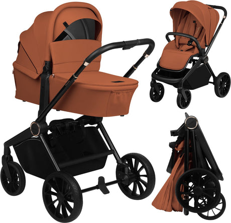 Lionelo mika plus stroller 2 in 1 - from birth to 22 kg - combination with travel cot seat - all-terrain wheels + suspension - XXL hood UPF50+ - 90 cm lying surface - reversible seat - compactly foldable - complete accessory set