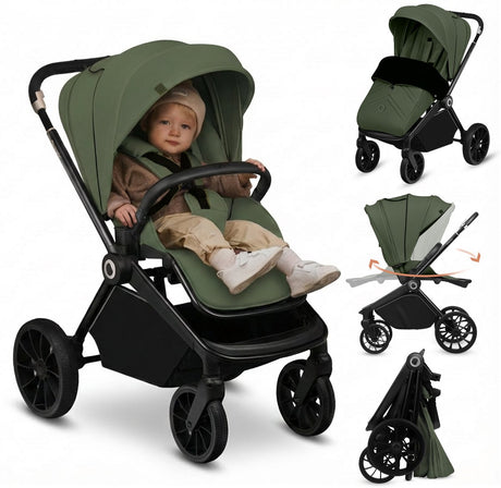 Lionelo mika plus stroller - all-terrain wheels - lightweight - adjustable seat - XXL hood with UPF 50+ - compact foldable - including accessories