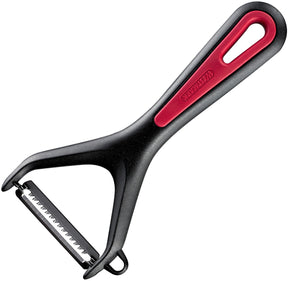 Gearrthóir Westmark julienne, peeler, cróga, scian garbh serrated cruach dhosmálta agus gearrthóir, dubh dearg, 29052270
