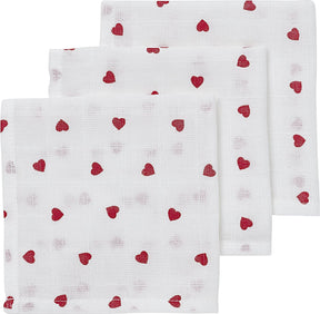 Meyco baby sweet heart ubrousky do úst - 3 balení - hydrofilní - červené - 30x30cm