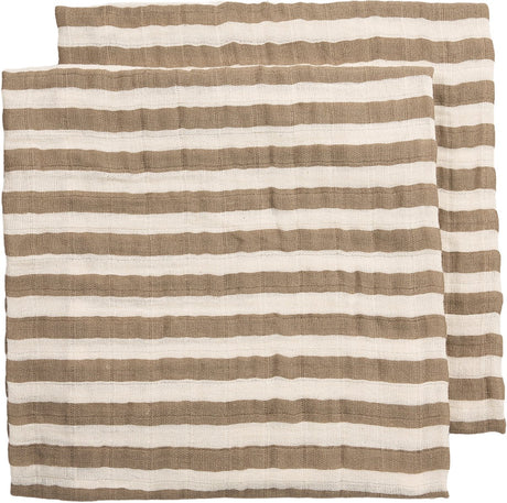 Meyco baby fat stripe předeprané hydrofilní utěrky - 2-balení - předeprané hydrofilní - taupe - 70x70cm
