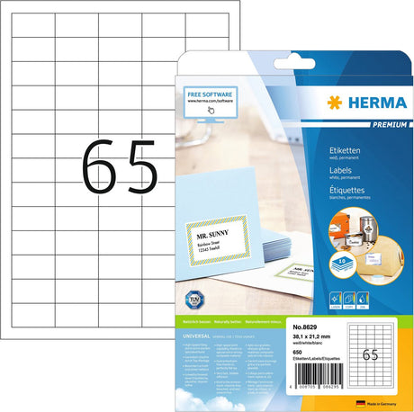 Markenlos sans marque herma 8629 Premium Etiketten 38,1 x 21,2 mm, 10 Blieder