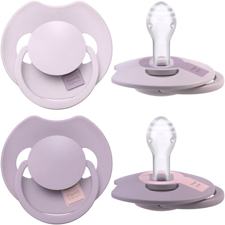 Difrax lovi pacifier dynamic - prime - 6 to 18 months - light pink purple - 2 pieces