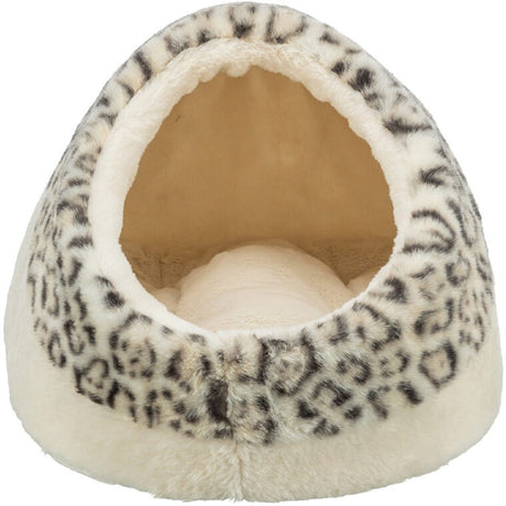 Trixie cat bed igloo leo soft plush cream leopard print