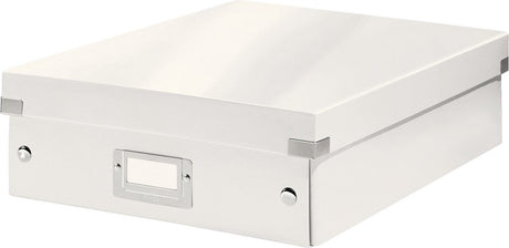 Leitz wow click store medium-sized storage box - 85% recycled cardboard - space-saving sorting box with compartments - 28.1 x 10 x 37 cm (WxHxD) - white