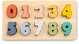 Woet ® houten cijferpuzzel - getallen 0 t m 9 - pastelkleurige cijfer puzzel - educatief leren tellen - peuterspeelgoed - vanaf 2 jaar