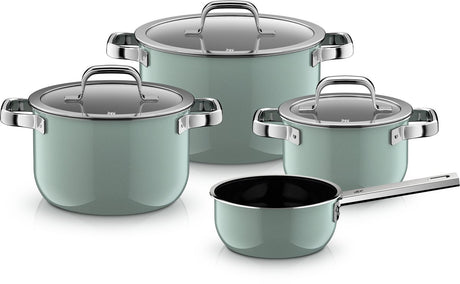 Wmf fusiontec 2.0 mineral prop - pan set - 4-delat - eucalyptus haze - induktion - reptålig - lämplig för alla värmekällor