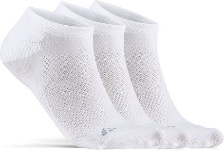 Craft core dry footies, pacote de 3 meias esportivas unissex - branco