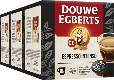 Šálky na kávu Douwe Egberts na espresso intenso dolce gusto - 3 x 16 kusov