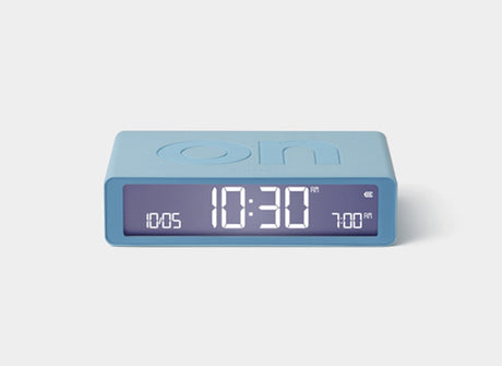 Lexon flip classic on off reversible rechargeable alarm clock - light blue