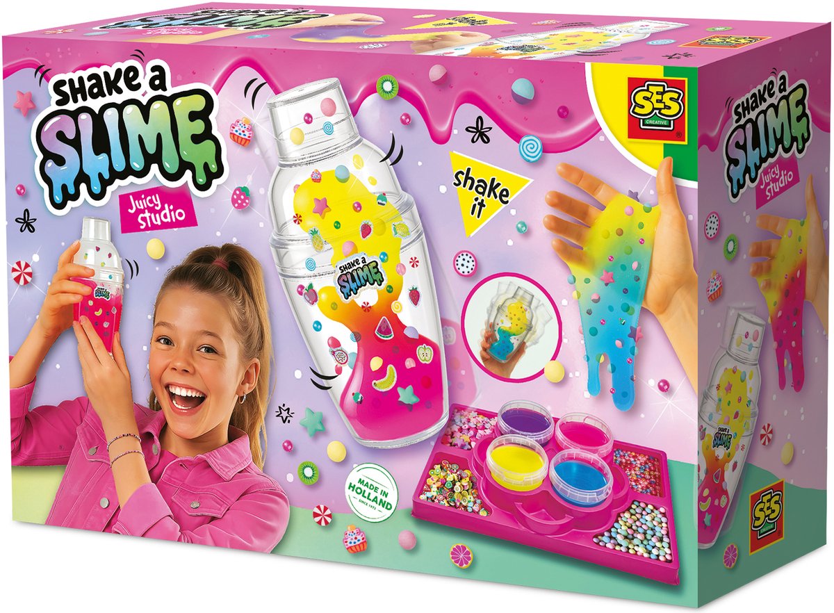 Ses creative shake a slime - juicy studio - слайм - без глутен - лесно се мие - за деца от 5 години - 4x140g