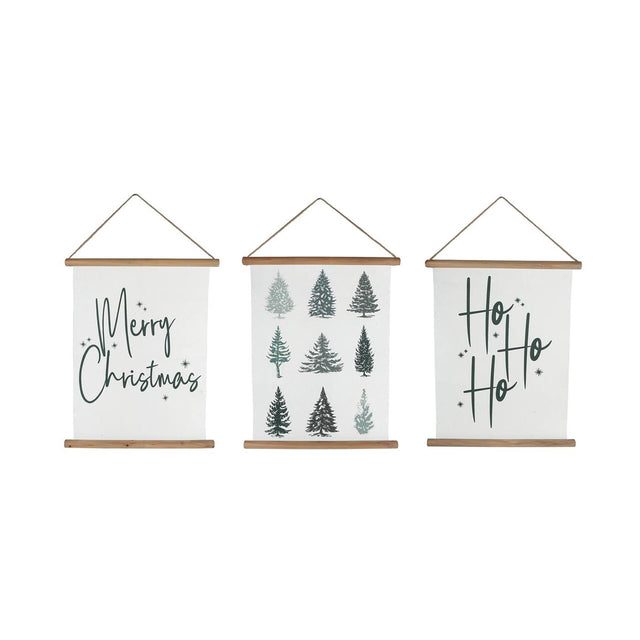 Wandversiering christmas wit groen papier 49x62cm