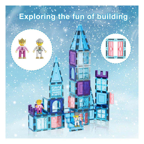 Picasso tiles tactic - construction toys - magnetic tiles - magnetic tiles - winter theme - stem toys - creative building toys - 72 pieces - from 3 years