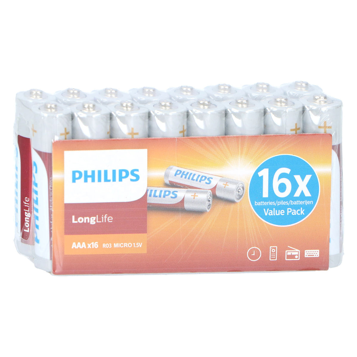 Philips longlife AAA battery, 16 pcs.