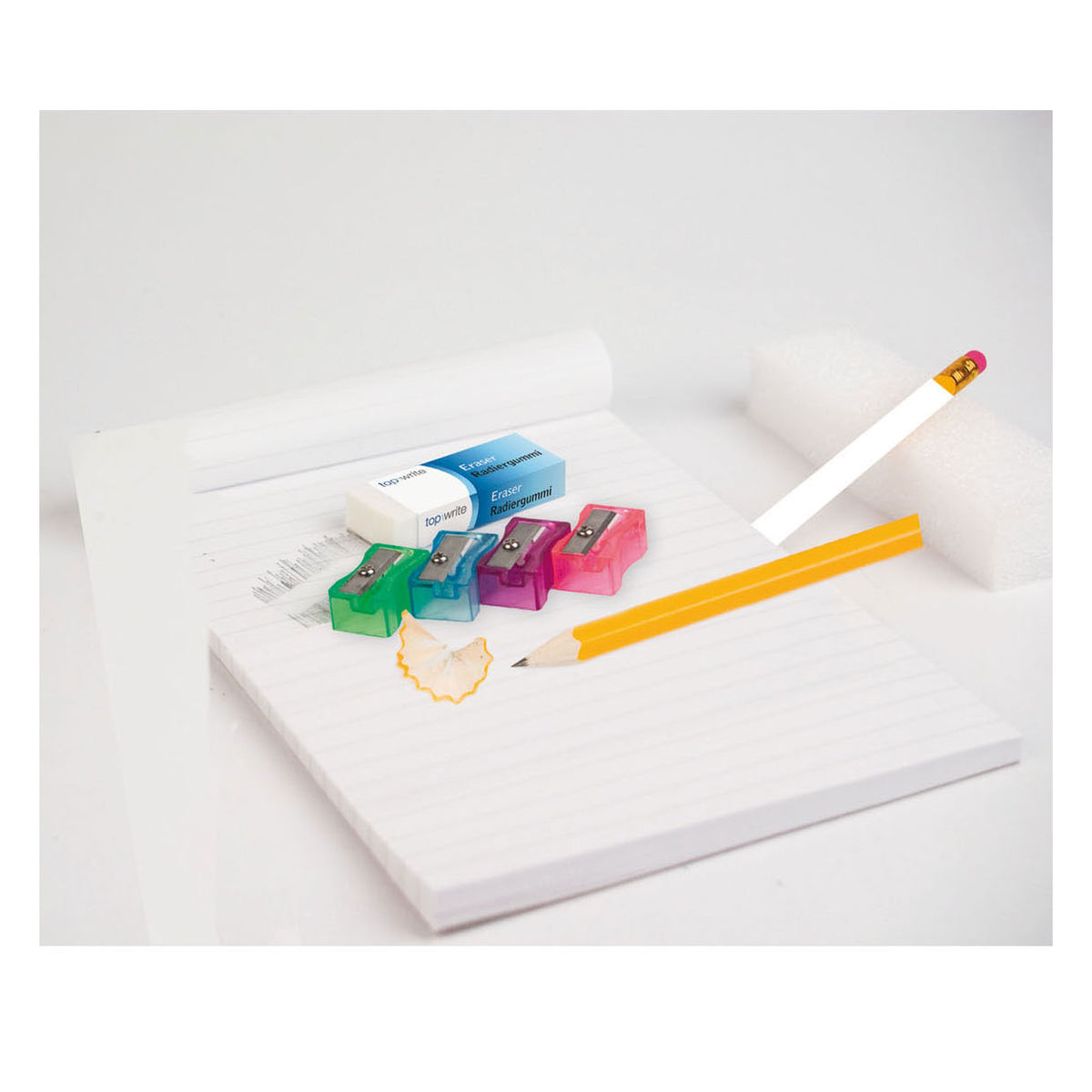 Pencil sharpener and erasers, 9 pcs.