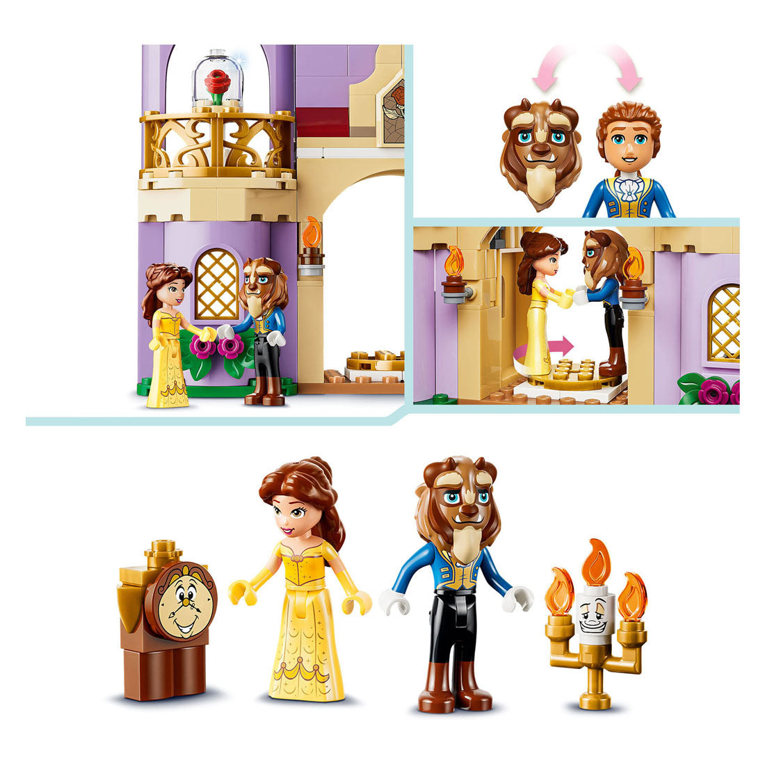 Lego ǀ disney princess the enchanted castle of beauty and the beast building kit for children 43289
