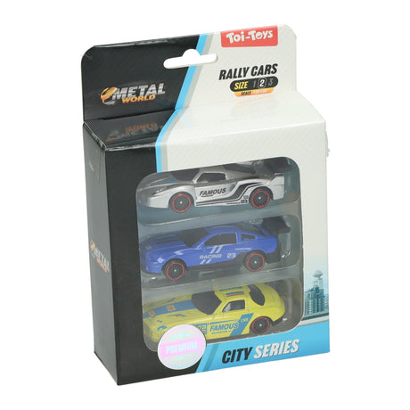 Toi-toys toi toys metal rally race car classic set of 3 pieces citie series