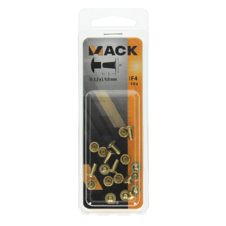 Mack 1019715 - szegecs sárgaréz 10 db 3,3 x 9,0 mm | 10 darab