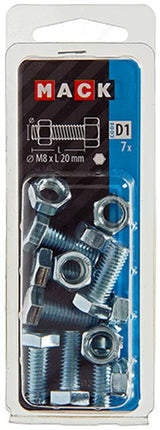 Mack 1017612 - menetes csavar + anya horganyzott acél 7 db m8 x 20 mm | 10 darab