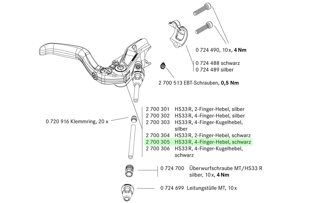 Magura HS33 R 4-finger brake lever