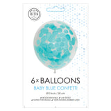 Confetti Balloons with Paper Confetti - Baby Blue, 30cm, 6pcs