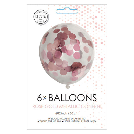 Confetti balloons paper confetti metallic rose gold, 6 pcs.