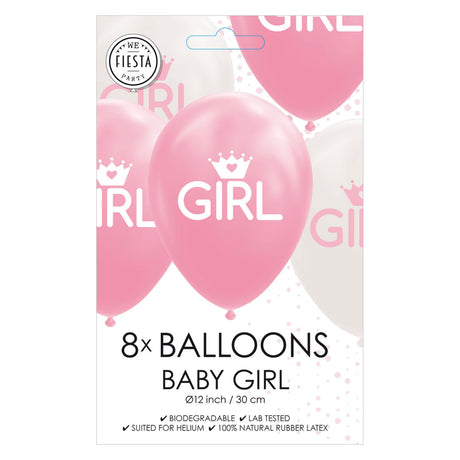Globos baloni hčerka baby roza beli 30cm, 8 kom.
