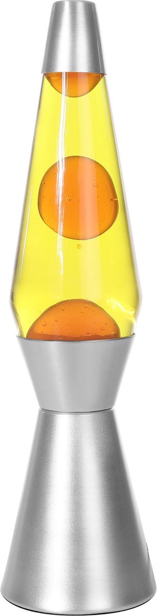 I-total lava lamp - lava lamp - mood lamp - 40x11 cm - glass aluminum - 30w - yellow with orange lava - silver gray - xl1786