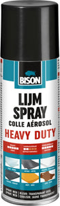 Bison limspray heavy duty sprayboks 500 ml - hendig limspray for svarte applikasjoner, rask permanent og fuktbestandig liming av metall, tre, skumgummi, papp, tekstiler og mer