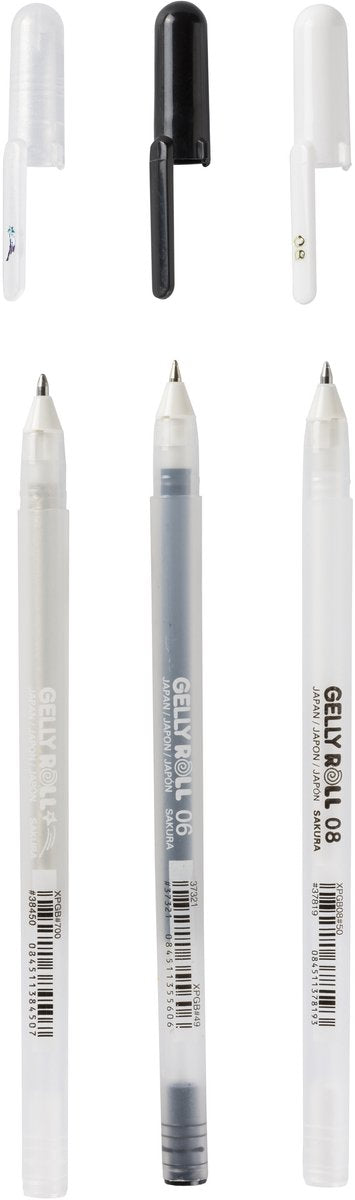 Sakura Gelly Roll Mixed Set 3 kloer schwaarz a wäiss