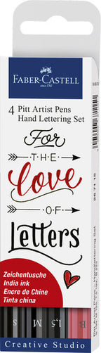 Faber Castell FC-267115 Zeechnen Pen Faber-Castell Pitt Artist Pen Hand Lettering 4-Stéck Bleistift Case Black