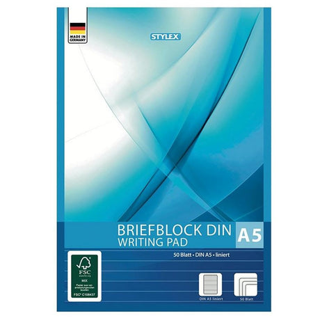 Stylex a5 writing pad with lines 50 pages