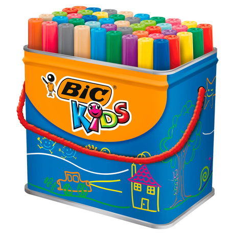 Bic kids felt-tip pen visacolor xl ecolutions 48 markers in a metal box