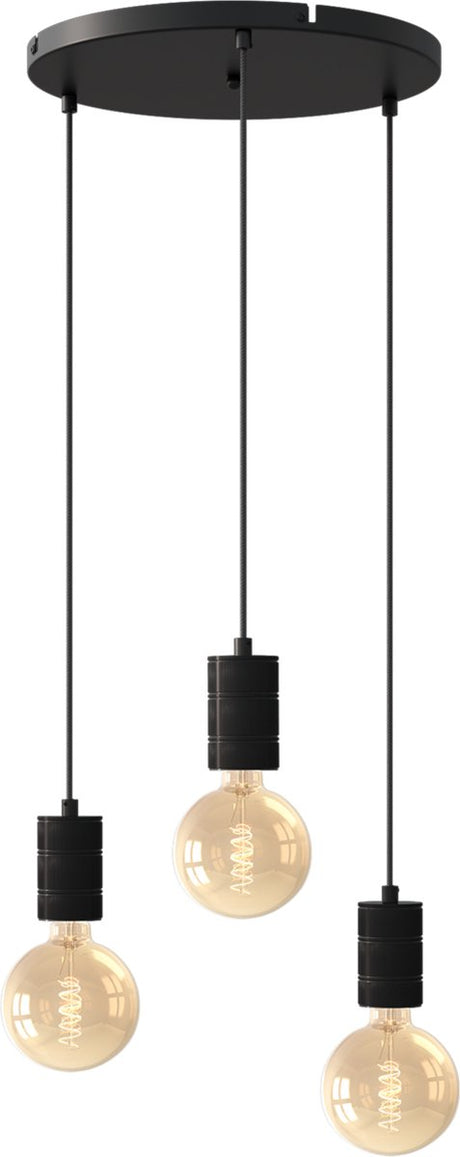 Calex retro mennyezeti lámpa - 3x E27 - ipari függesztett lámpa - ø40cm függőlámpa kerek - fekete