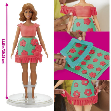 Play-doh set barbie flowers and fringes - make doll clothes - modeling clay
