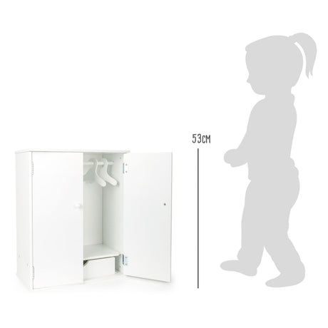 Liten fot dockgarderob i trä 53 cm vit