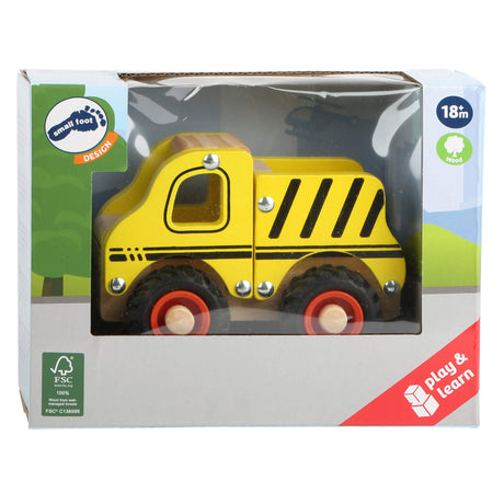 Small foot - wooden construction vehicle building site yellow