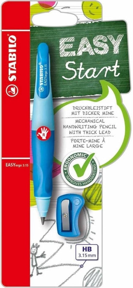 Stabilo easyergo 3.15 - ergonomic mechanical pencil - right-handed - refillable - blue dark blue - extra thick pencil refill 3.15 mm