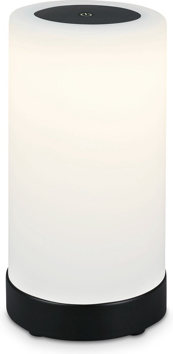 Briloner - Lama - Batterie LED Tischlampe - Dimmbar - Glas LED Tischlampe - Wireless - Touchfunktioun - 3.300k - waarm wäiss - schwaarz - 245x125 mm (hxd)