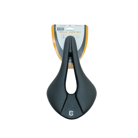 Selle Comfort racing saddle. Length 26.5cm, width 14.5cm without strap.