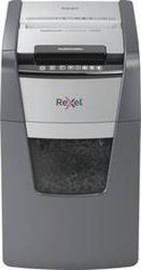 Rexel optimum autofeed+ 150m whisper-quiet paper shredder - p5 micro shreds - automatic feed up to 150 sheets - 44l - black