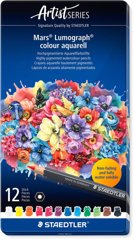 Staedtler - artist series - mars® lumograph® color aquarell 104 - metal set with 12 colors