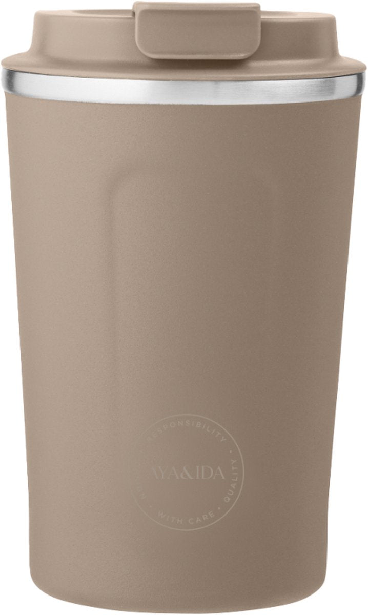 Aya ida aya ida - cup2go - Thermosbecher - Kaffisbecher - Kaffi fir ze goen - Reesbecher - huelen mat Iech - 380ml - staubeg brong