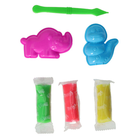 Conjunto de argila com 2 formas de animais e 1 ferramenta