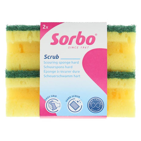 Sorbo hard scouring sponge with handle 11.5x6.5x4.5 set of 2 pieces