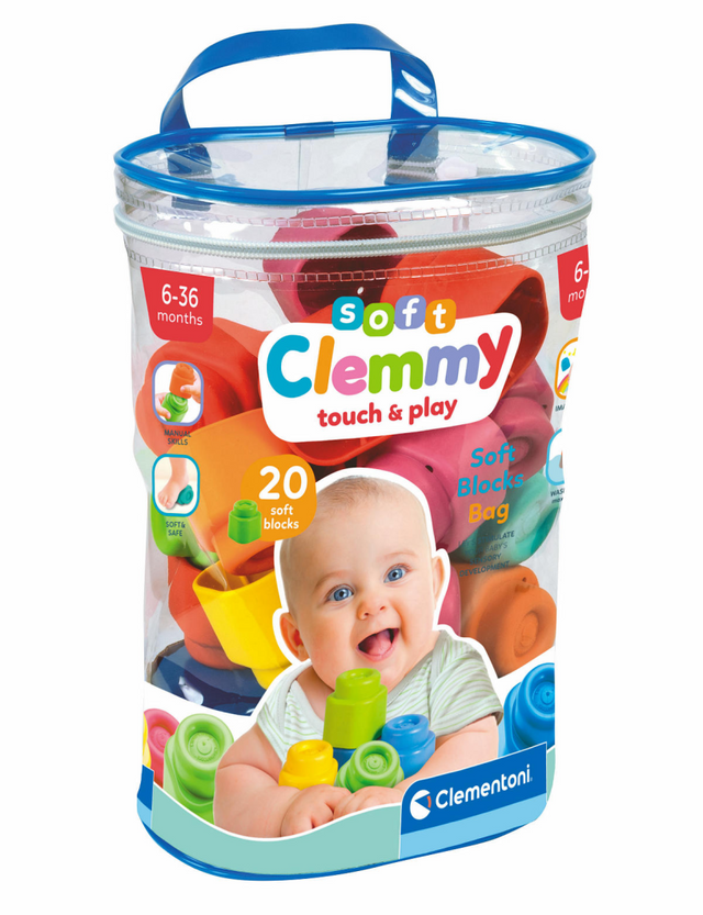 Clementoni Baby Soft Clemmy Blocks with Storage Bag - 20 pcs.
