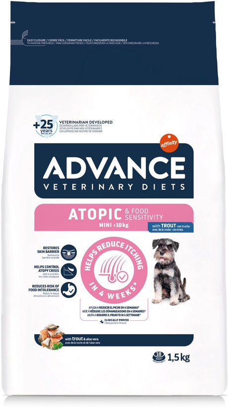 Advance Veterinär Diät s Hond - atopesch - Mini - Hënnfudder - 1,5 kg