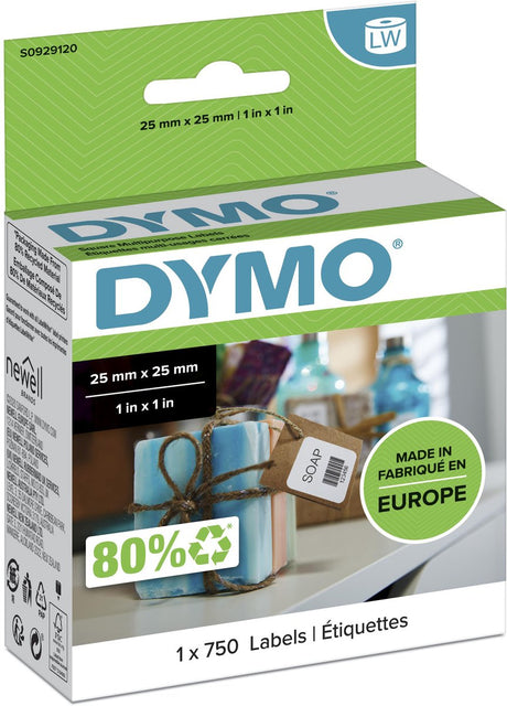 Dymo label tape s0929120 white 750 pieces 25x25mm