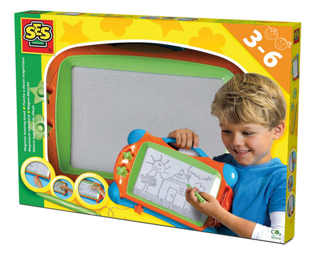 Ses creative – magnetic drawing board – 25x34 cm – including pen and 2 stamps – Montessori toys from 3 years
