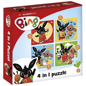 Bambolino bing puzzle 4 in 1 educational toddler toys - children's puzzle 4x6x9x16 pieces learning to puzzle - gift tip puzzle 3 years and older - toys